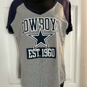 NFL Dallas Cowboys Women's Gray and Navy T-Shirt